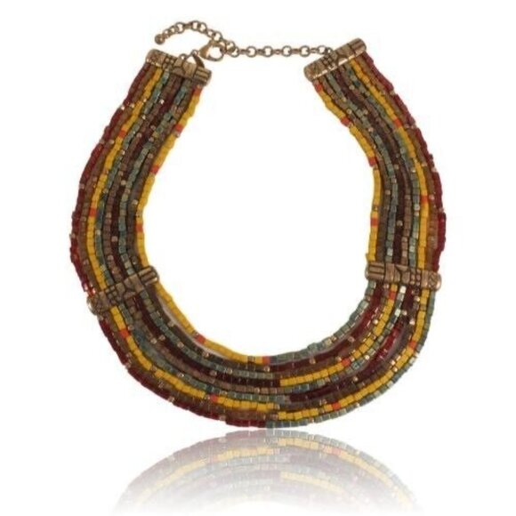 Chicos Multicolor Beaded Necklace With Chain Closure - Picture 1 of 9